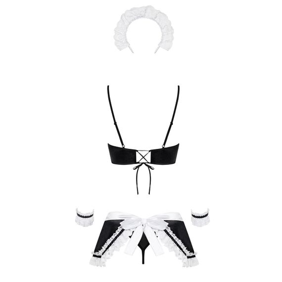 Атласний еротичний костюм покоївки Obsessive Maid set S/M, black, 5 предметів Sex Aura | Зображення 3