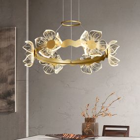 Люстра світлодіодна підвісна LED світильник для квартири на стелю лед 26302 Золото 25-130х58х58 см.