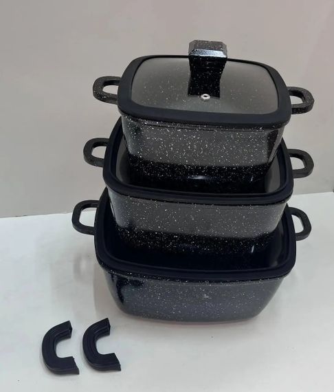 Набір каструль з антипригарним покриттям XPRO HK-323 чорна (41924-HK-323 ЧЕРНЫЕ_1940) | Зображення 3