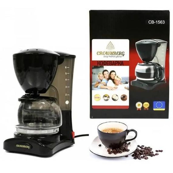 Кофеварка капельная с чайником  Crownberg CB-1563 0,6л 800Вт Черная