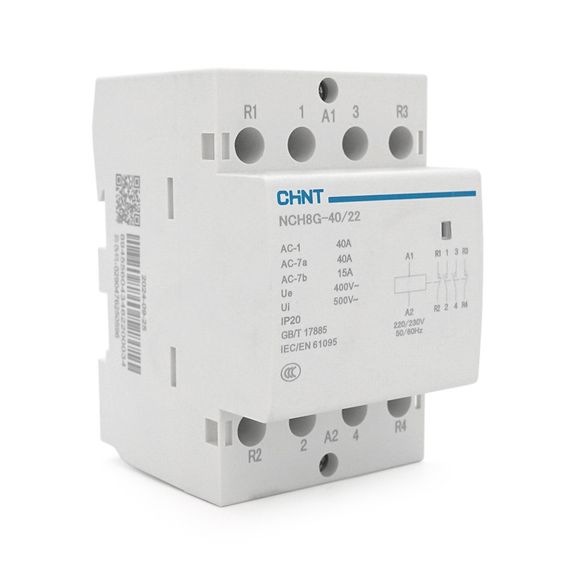 Контактор CHINT NCH8-40/22 220V, 40А, 26kW, 2NC+2NO, на DIN-рейку, 85x65, 5x54мм