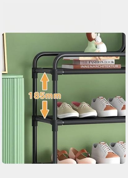 Стеллаж для обуви Shoe rack BLACK Полка для обуви-08-02, Металл, 60х18.5х78.5 см | Зображення 1