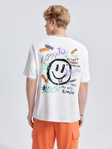 Футболка мужская с принтом повседневная L Белая