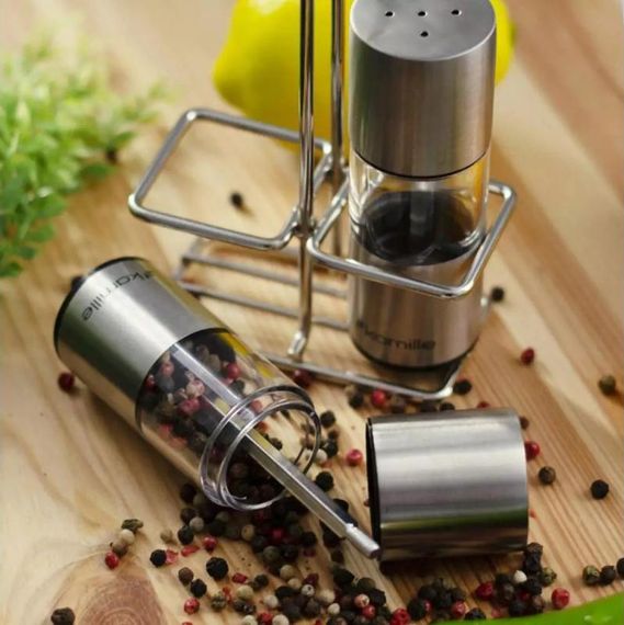 Набір для спецій Kamille Grinder Set перцемолка та сільничка на підставці 10х14.5см | Зображення 3