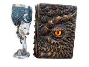 Подарунковий набір Келих 3D Вовк і Блокнот 3D «Жар Серця Дракона»