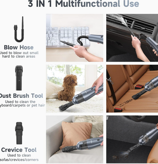 Пилосос автомобільний, ручний бездротовий мінімілосос із всмоктуванням | Зображення 8