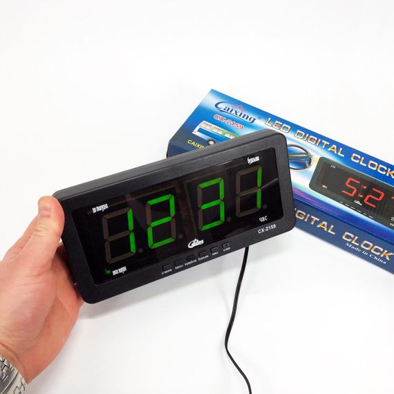 Настільний цифровий годинник з підсвічуванням Caixing CX 2159 12В 220В, Годинник зі світловим табло IN-92 | Зображення 6