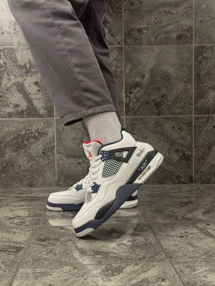Кросівки Nike Air Jordan 4 Retro (white navy) | Зображення 6