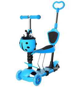 Дитячий самокат триколісний 5в1 з батьківською ручкою Сонечко Блакитний