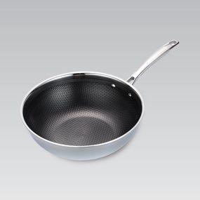 Сковорода Wok антипригарна Maestro 30 см MR-1224-30 глибока з неіржавкої сталі для всіх плит