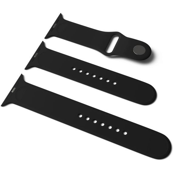 Силіконовий ремінець для Apple Watch Sport Band 42(ser.1-3)/44/45/46/49mm (S/M & M/L) 3pcs Чорний / Black