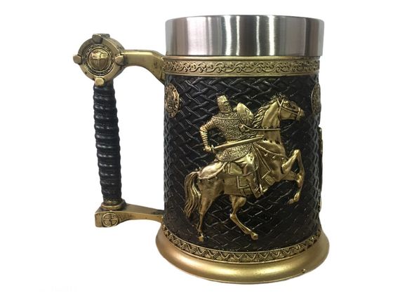 Кружка Чашка 3D Skull Mug Череп Пивная кружка Рыцарь на коне 3D Рыцарь Крестоносец | Зображення 2