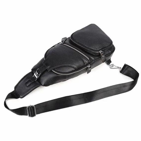 Чоловіча сумка-слінг шкіряна чорна TIDING BAG — MK12094 | Зображення 6