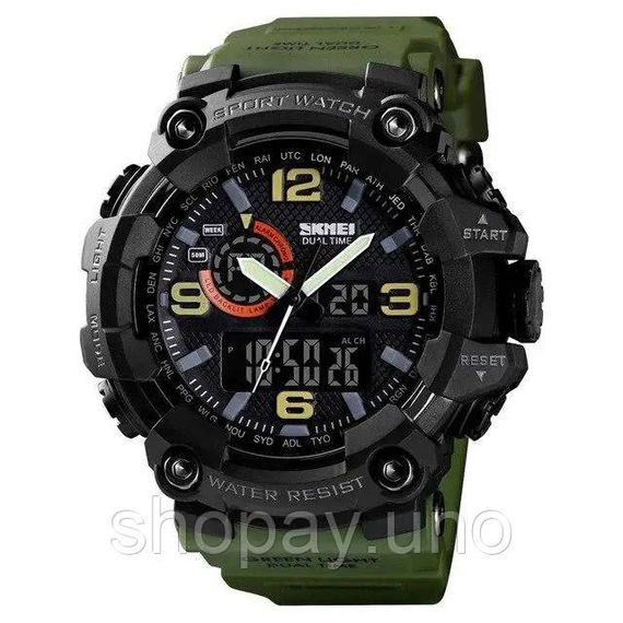 Годинник наручний чоловічий SKMEI 1520AG ARMY GREEN, військовий чоловічий наручний годинник зелений. Колір: зелений