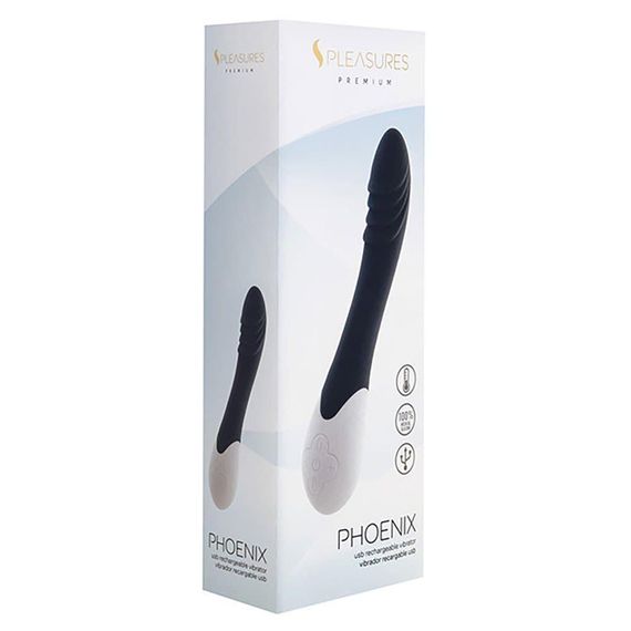 Вібратор S Pleasures Premium Phoenix, для точки G, чорний, водостійкий, 16 різновидів вібрації, нагрівання Sex Aura | Зображення 2