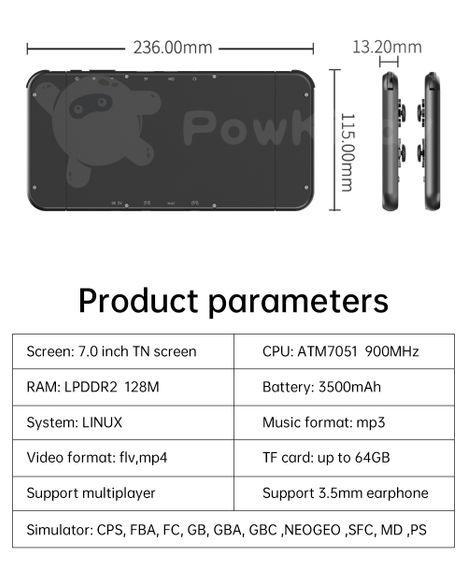 Игровая приставка (Портативная игровая консоль) c 32GB памяти для 3500 игр на процессоре семейства Ipad A9 с экраном 7 дюйма XPRO PSP 70 | Зображення 6