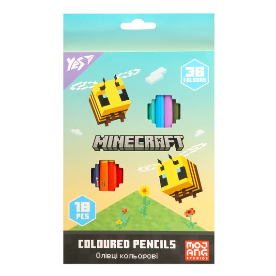 Набір кольорових олівців YES Minecraft Spring 290774 36 кольорів 18 шт | Зображення 1