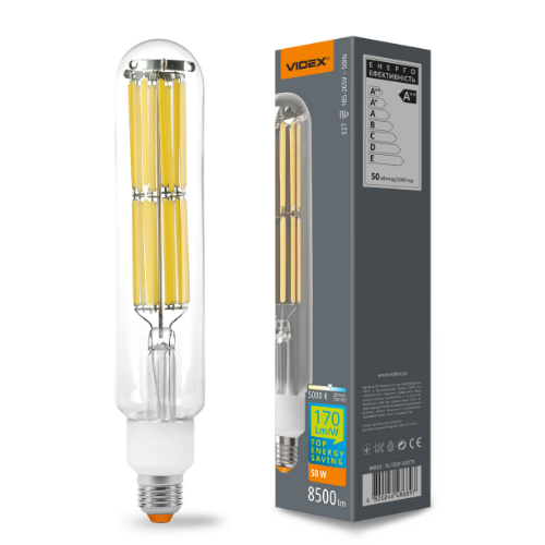 Лампа T52F 50W E27 5000К Filament LED Videx