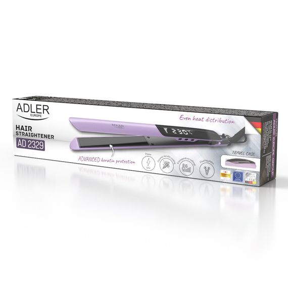 Випрямляч для волосся Adler AD 2329, LCD, керамічно-кератинове покриття, 130–230 °C | Зображення 9