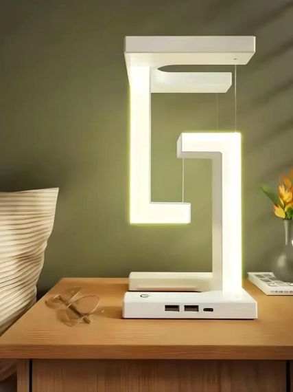 Настільна лампа SHS 2238 світлодіодна з 2*USB та бездротовою зарядкою 10W | Зображення 1