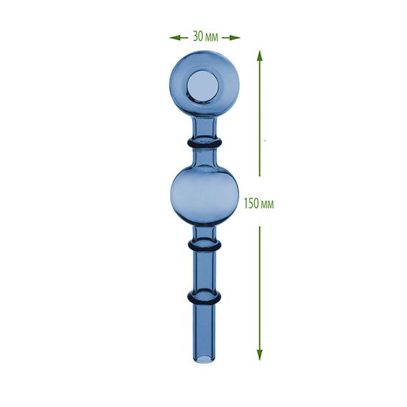 Скляна Трубка Випарник 15 см "Oil Pipe Two Balls Blue" | Зображення 1
