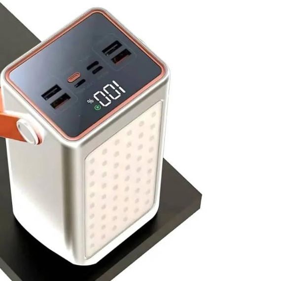 Power Bank 100000 mAh з ремінцем та ліхтарем YM-655 Білий