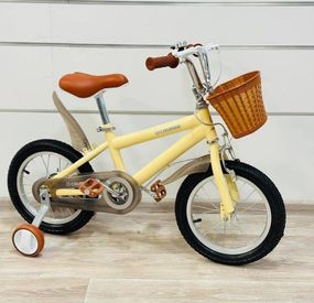 Детский велосипед 14" M01 Classic British Style | Легкая алюминиевая рама, ручной тормоз, корзина и страховочные колеса Кремовый, 12