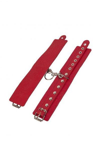 Наручники Leather Restraints Hand Cuffs Red Sex Aura | Зображення 2