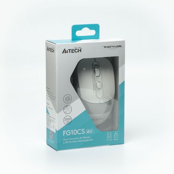 Миша бездротова A4Tech Fstyler FG10CS Air2 (Grayish White),  USB, колір білий+сірий | Зображення 9