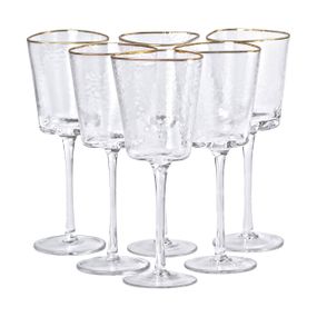Набір з 6 келихів 350 мл, для вина із золотим обідком HP-16-22