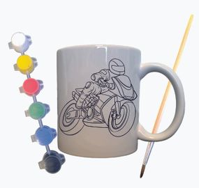 Набір для творчості кружка розмальовка "Мотоцикл" 330 мл біла