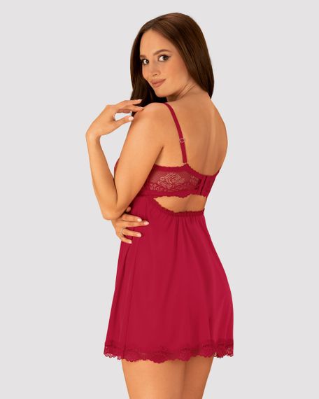Пеньюар Obsessive Rosalyne babydoll Бордовий S/M | Зображення 1