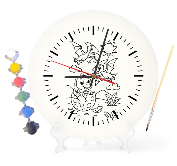 Детский набор для творчества часы раскраска Дети Динозавры 30 см (Г0052)