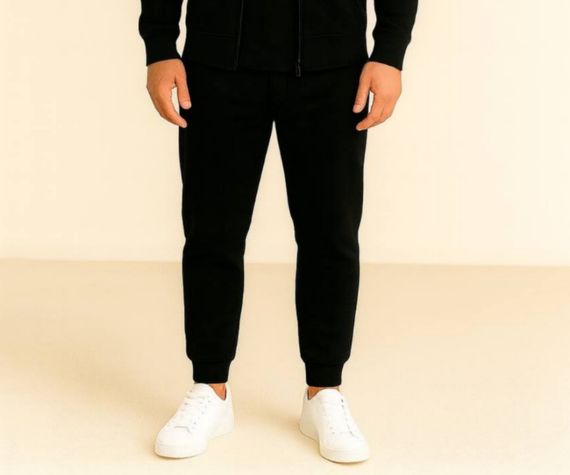 Костюм демісезонний (весна/осінь) з кепкою – худі на блискавці / zip hoodie + штани + футболка колір чорний | Зображення 1