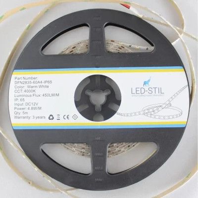 Светодиодная лента LED-STIL 4000K 4,8 Вт/м 2835 60 діодів IP65 12 Вольт 450 lm нейтральне світло | Зображення 1