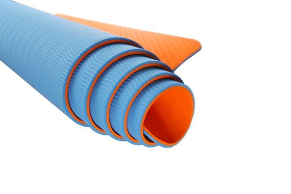 Килимок для йоги та фітнесу U-POWEX TPE Yoga mat Orange/Blue (183х61х0.6) | Зображення 2