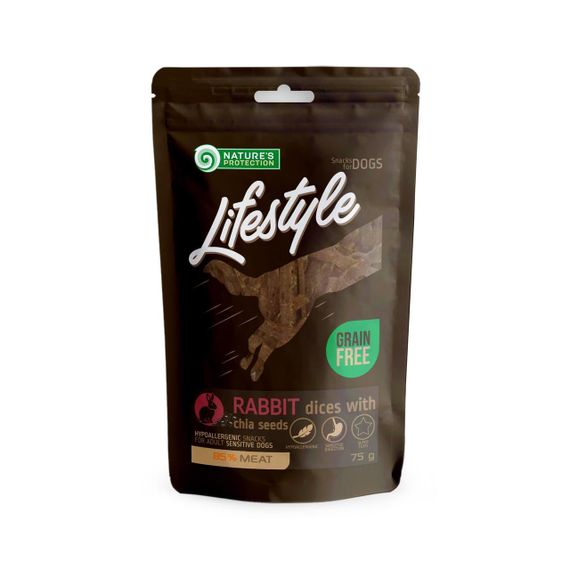 Ласощі для собак, скибочки кролятини з насінням чіа, nature's Protection Lifestyle snack for dogs soft