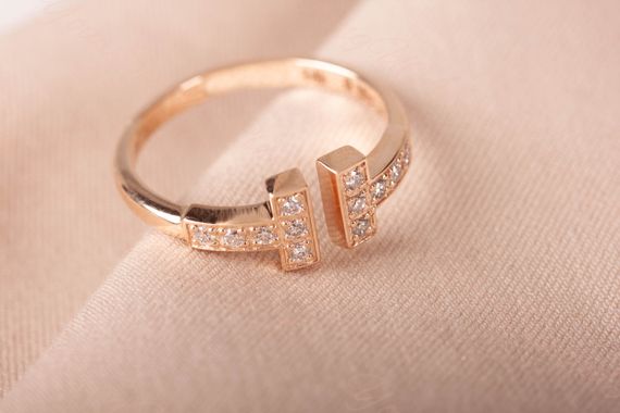 Кольцо тиффани из красного золота с фианитами 19 | Зображення 5