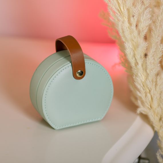 Скринька для прикрас з еко шкіри 10×9×4.5 см ​​органайзер для ювелірних виробів HP-5-31GR | Зображення 4