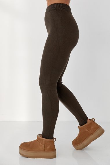 Лосини на хутрі зі штрипками - коричневий цвет, ONE SIZE (є розміри) | Зображення 4