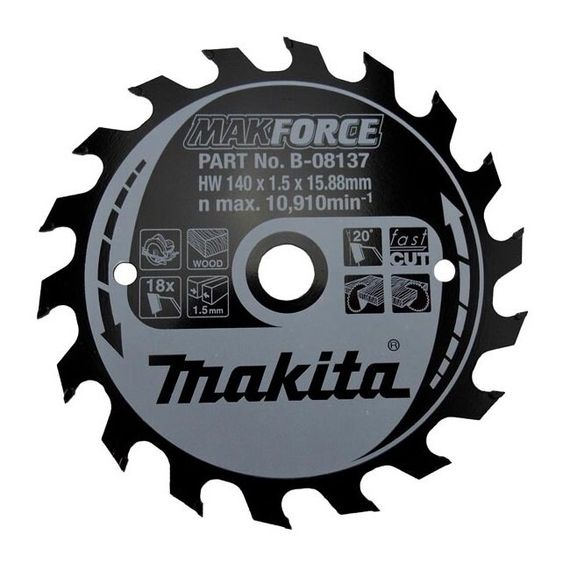 Диск пильный по дереву 140х15.88 мм 18T Makita Makforce B-08137