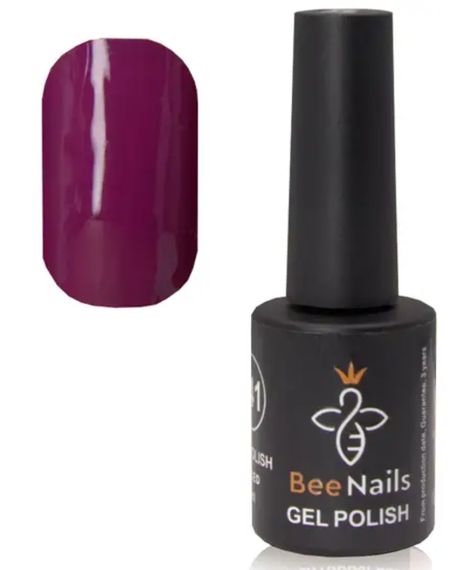 Гель-лак для ногтей Bee Nails 159 (винно-пурпурный) 8мл | Зображення 1