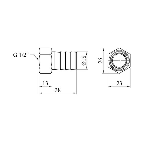 Штуцер Karro 1/2" РВ, D=18 мм нікельований KR-820 | Зображення 1