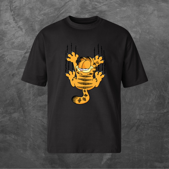 Футболка унісекс з принтом Garfield Гарфілд   Оверсайз чорна S