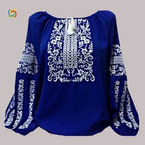 Рубашка Украинская вышиванка  44429032 цвет синий размер M