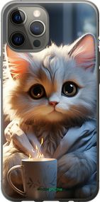 Чохол на iPhone 12 Pro Max Білий кіт "5646t-2054-2448"