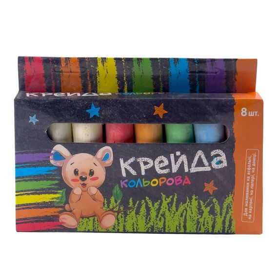 Крейда кольорова 8 шт MK-0215 кругла 8 кольорів
