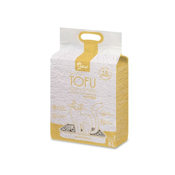 Рослинний наповнювач для котячого туалету з екстрактом ромашки Velvet Paw Tofu, 6 л