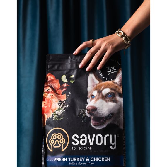 Корм сухий Savory Junior Large rich in Fresh Turkey and Chicken для молодих собак великих порід від 25 кг зі свіжою індичкою | Зображення 5