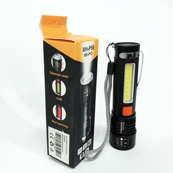 Ліхтар акумуляторний Bailong BL-P716-P50+COB white+red, Портативний світлодіодний ліхтар із зарядкою | Зображення 9